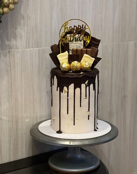 Birthday cake with a chocolate gold theme