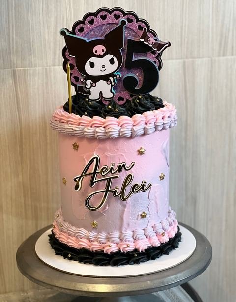 Birthday cake with a whipped cream anime theme