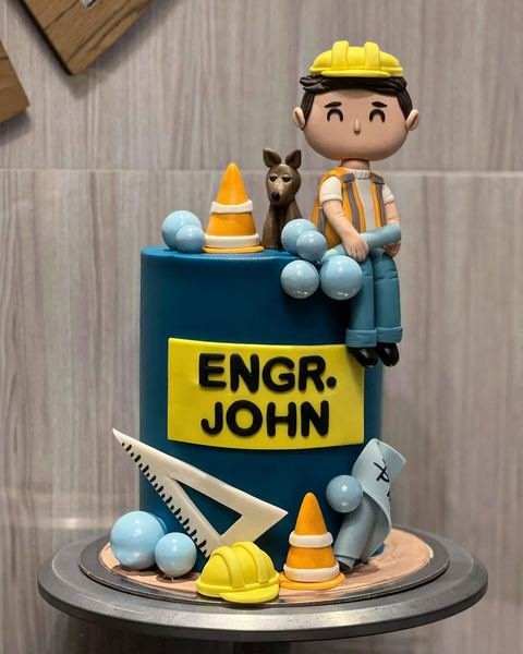 Celebration cake, engineer theme